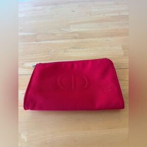 Dior perfume Red Cosmetic Makeup Travel Zipper Pouch Used